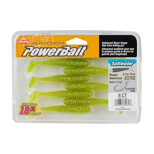 Berkley Berkley PowerBait Saltwater Power Swimmer - color: Chartreuse Silver Flash, size: 3 1/3"