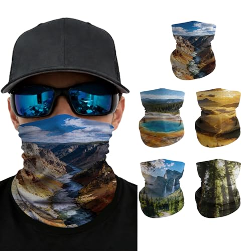 Summer Cooling Neck Gaiter UV 50+ Sun Protection Breathable Mesh Face Mask - color: 5pcs-canyon