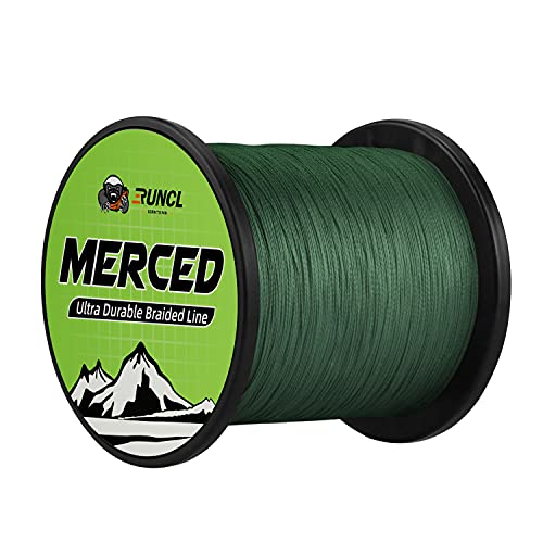 RUNCL Braided Fishing Line Merced, 1000 500 300 Yards Braided Line 4 8 Strands, 6-200LB - Proprietary Weaving Tech, Thin-Coating Tech, Stronger Smoother for Freshwater Saltwater - color: Moss Green, size: 30lb/300yards (4 Strands)