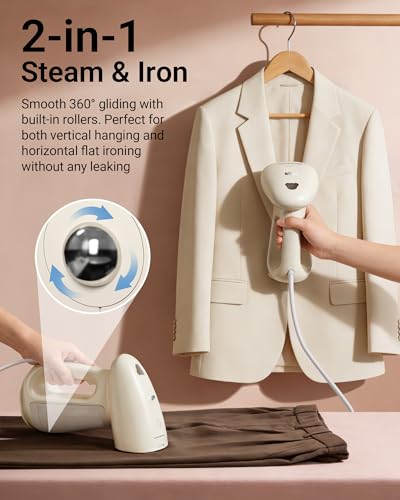 Bear Steamer for Clothes, Handheld Clothes Steamer,1300W Strong Power Garment Steamer with 230ml Tank,Fast Heat-up, Auto-Off, Steam Iron Fabric Wrinkle Remover with Brush for Home and Travel