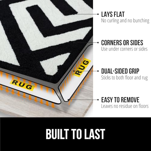 GORILLA GRIP Rug Gripper Pads Keep Area Rugs Corners from Curling, Reusable Double-Sided Stickers Holds Down Carpet in Place, Grips on Tile and Hardwood Floors Helps Prevent Sliding, Home Décor, 8 Pcs