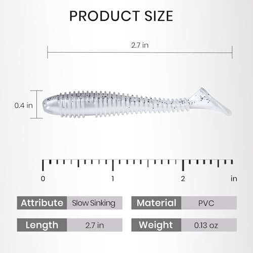 Pristis SwingShad, 35 pcs 3'' Paddle Tail Swimbaits, Soft Plastic Fishing Lures for Bass Crappie Smallmouth, Durable Swim Baits Sinking Swimmer Kit for Saltwater Freshwater Texas Carolina Fitness Rig - color: Common Shiner