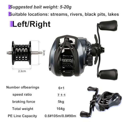 DCast Baitcasting Fishing Reel with Digital Anti-Backlash Control & Smart Braking System, Lightweight Easy-Cast Baitcaster for Bass Fishing - color: Right Handed