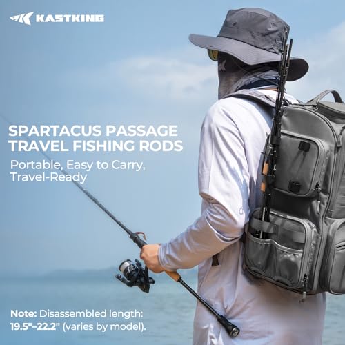 KastKing Spartacus Passage Travel Fishing Rods, Portable 4-Piece Spinning & Casting Rods, Extra Twin-Tip, IM7 Graphite Blanks, Stainless Steel Guides with Zirconium Oxide Rings, EVA Handle - size: 7'6"-MH-Fast(4 Pcs+ Extra Tip), style: Casting