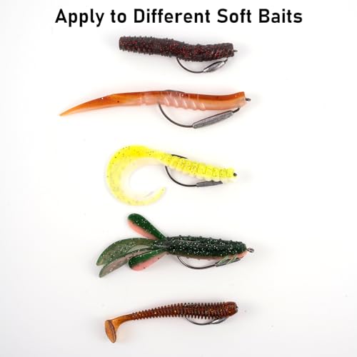 Dr.Fish 15 Pack Weighted EWG Hooks Weighted Worm Swimbait Hooks Bass Fishing Inline Extra Wide Gap Texas Rig Carolina Rig - size: 1/16oz-#1/0 Hook