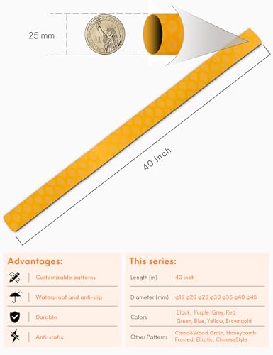 Accering Fishscale Soft Heat Shrink Handle Grip (φ25mm, Yellow) - color: Orange, size: φ25mm, L3.3ft