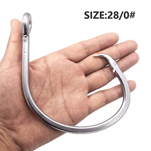 Giant Fishing Hook 6/0-28/0 Forged in-line Circle Hooks Shark & Swordfish &Tuna Hook Stainless Steel Big Game Hook Saltwater… - size: Size 14/0-Pack of 15