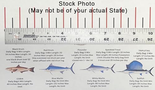 STATE COASTAL FISH RULER with FISH ID and FISHING REGULATIONS - 50 INCH RULER DECALS - style: Rhode Island