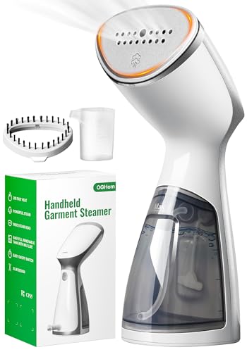 OGHom Portable Travel Handheld Steamer for Clothes, Garment Wrinkle Remover, 1000W Strong Penetrating Fabric Steamer, for Home, Office, Travel (ONLY FOR 120V) -White