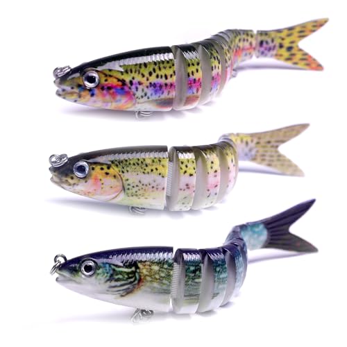 Bass Fishing Kit, Slow Sinking Jointed Swimbaits with ABS Plastic Body and Built-in Ringing Beads, Pike, Realistic Bass Fishing Lures Kit for Walleye, Bass Fishing Lure Kit for Freshwater Gear - color: A4-3.9IN,0.35OZ