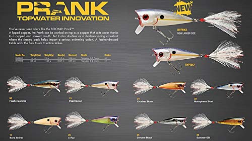 BOOYAH Prank Topwater Popper Fishing Lure and Shallow-Running Crankbait, Moonphase Shad