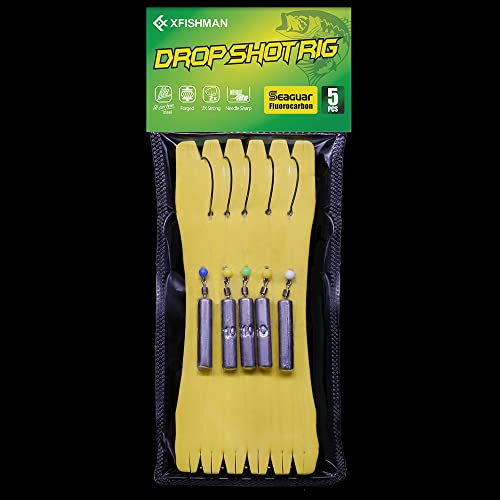 Drop Shot Rigs for Bass Fishing Ready Rig with Hooks and Sinker Weights - color: Hook Size 2-Weight 1/4 oz-Qty 5