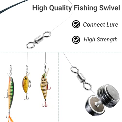 Atibin Stainless Steel Barrel Swivel Snap Saltwater Swivels Fishing High Strength Lure Fishing Swivel Heavy Duty SUS304 - size: #1 (165lb) 50pcs