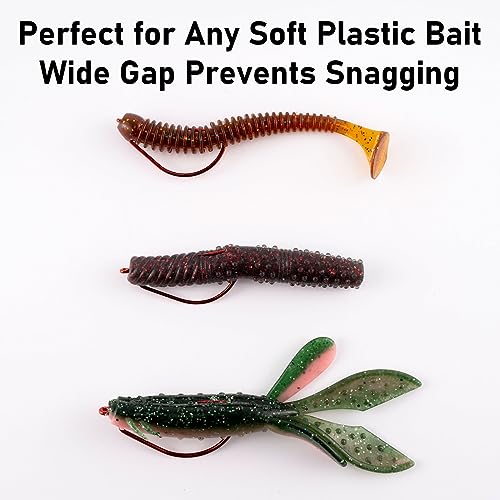 Dr.Fish EWG Hooks Bass Fishing Worm Hooks Extra Wide Gap Freshwater Fishing Carolina/Texas Rig - color: Red, size: #4/0-100Pack