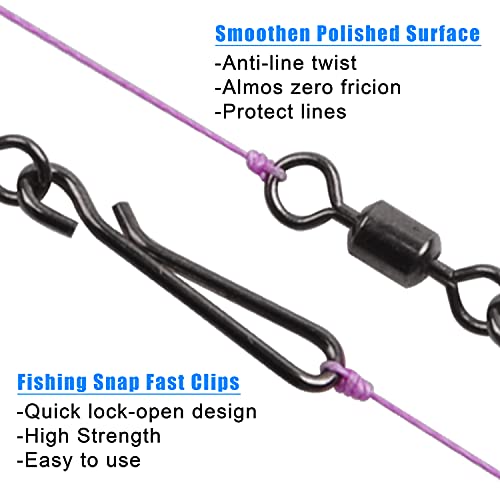 AGOOL Fishing Swivels Snaps Fishing Quick Clips, 60/200pcs Rolling Barrel Swivels with Quick Clips Snaps Swivels High Strength Speed Clips Connector Freshwater Saltwater Fishing Tackle - color: Mixed Kit-200pcs