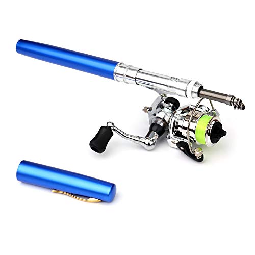 Lixada Fishing Rod Reel Combo Mini Pen Fishing Pole Kit Telescopic Fishing Rod Spinning Reel Combo Kit - color: Blue, size: 1.6 m
