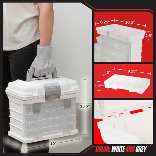 Stalwart Portable Tool Box Small Parts Organizer with Drawers, White - color: White
