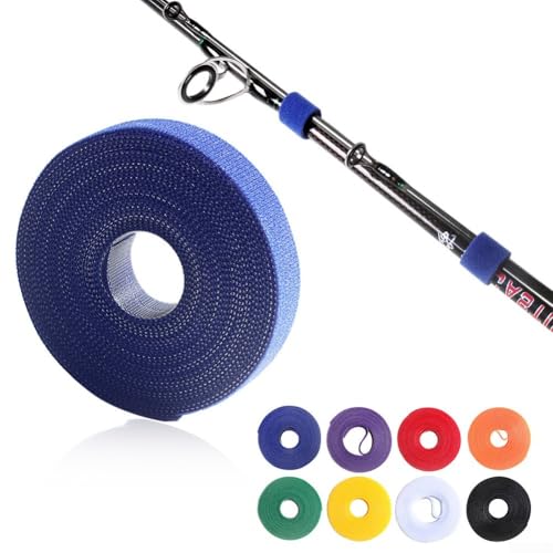 Fishing Rod Wrap Tie, Nylon & Band, Cuttable Binding Strap for Rod Storage Transport，Fishing Pole Fastener Strap, Reusable Securing Band, Adjustable Tie for Casting Fly Rods(5 Meter) - size: 5 Meter