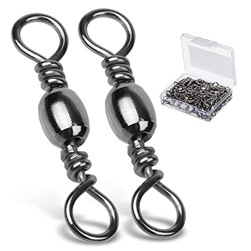 AMYSPORTS High Strength Fishing Swivels Barrel Solid Ring Barrel Fishing Swivel Rolling Fishing Tackle Line Connector Saltwater Freshwater Stainless Steel Accessories - size: Size7 (51lb) 50 pcs