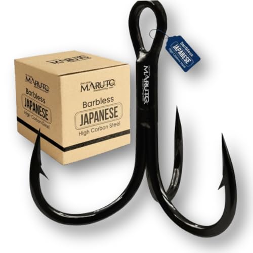 Maruto Barbed Treble Hooks for Effective Fishing | Small & Large Triple Hooks for Lures | Replacement Sharp Strong Hooks, Sizes 1, 2, 3, 4, 5, 6, 8, 10, 12. - size: 3 - 20 Hooks (Pro Pack)