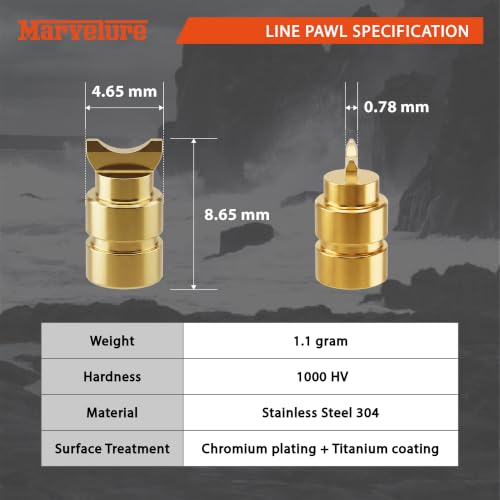 Titanium Coated Stainless Steel Line Guide Pawl for Daiwa Tatula Alphas, Shimano SLX Curado, Abu Garcia Ambassadeur Revo Max Series, Lew's Baitcasting Reels (Confirm Factory Pawl Size) - size: 8.65 x 4.65 mm (1 Pc)