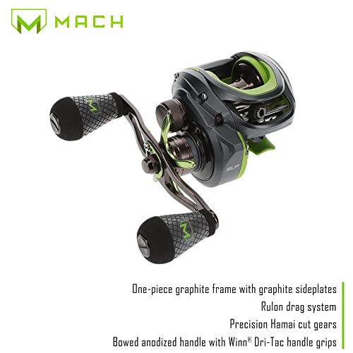 Lew's MACH 2 Baitcast Reel and Fishing Rod Combo, IM8 Graphite Blank Fishing Rod, Winn Dri-Tac Ultra Handle, Black/Green - size: 7'0"