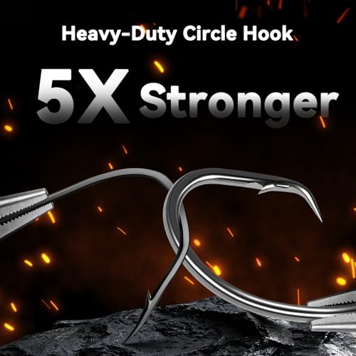 Circle Hooks with Line Groove,Big Game Heavy Duty 5X Strong Fishing Hooks,High Carbon Alloy Steel Live Bait Fish Hooks for Saltwater Freshwater Tuna, Marlin,Shark, Catfish Size 6/0-12/0 - size: 11/0_3pcs