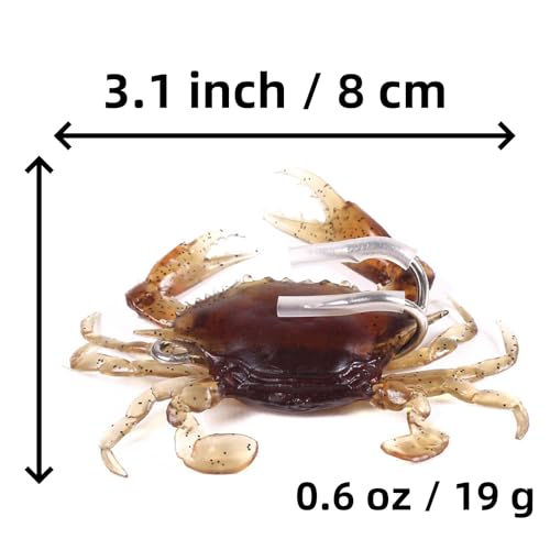 3 PCS Crab Lure, Soft Saltwater Artificial Lure, Simulation Crab Bait with Double Sharp Hooks for Sea Fishing