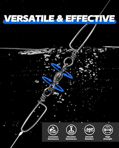 BLUEWING 10pcs Double Snap Swivels 75lbs, 135lbs, 200lbs, 300lbs Stainless Steel Coastlock Fishing Snap Swivel High Strength Saltwater Fishing Tackle Connector - size: 200lbs