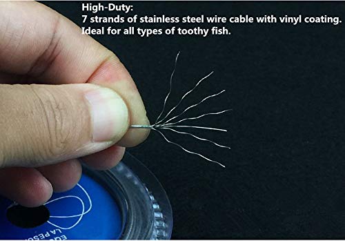 Wire Fishing Line Steel Leader: 10lb - 200lb Test Knottable Fishing Leader Making for Saltwater Rigging - 32.8ft Nylon Coated 7 Strands Silver String Wire with 20pcs Sleeves - size: 60lb Test, 0.024in/0.60mm Diameter