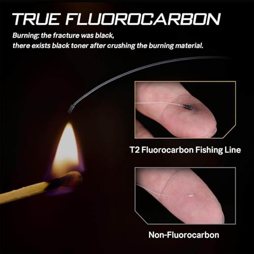 SeaKnight T2 100% Fluorocarbon Fishing Line, 110YD Japanese Material Leader Line, Low Visibility High Strength Abrasion Resistant for Saltwater Freshwater Fishing (3-35LB) - size: 30LB-110YD