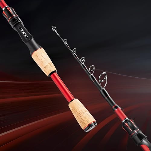 EOW XPEDITE LITE Portable Telescopic Fishing Rods & Combo, Spinning & Casting Fishing Poles, 24T Carbon Rod Blanks, Solid Carbon Tip, Split Cork Grips, Travel Rod, Combos with 5+1BB Spinning Reel - size: 7'-M-Fast, style: Rod- Spinning