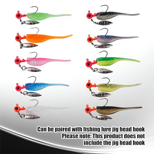 Crappie Lures Soft Plastic Baits Fishing Lures FS/RE-02 | Natural swimming action, soft plastic, 10 condition-matched colors, bulk pack for crappie bass catfish - style: 100pcs