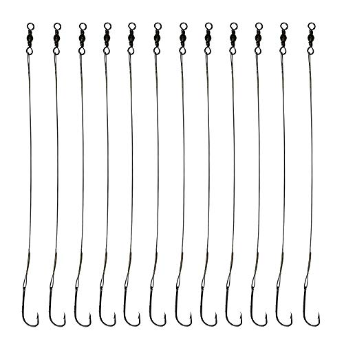 20pcs Wire Leader Hook Rigs Baitholder Fishing Hook Nylon Coated Fishing Wire Leader with Swivel - color: 10inch silver, size: 1#-20pcs