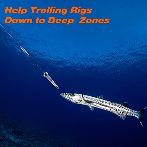 Dr.Fish Inline Trolling Lead Sinkers Torpedo Weights Saltwater Fishing | Streamlined Torpedo Shaped Trolling Sinkers, Perfect for salmon, tuna, walleye, trout, and wahoo in fresh and saltwater. - size: 6oz-5 Pack