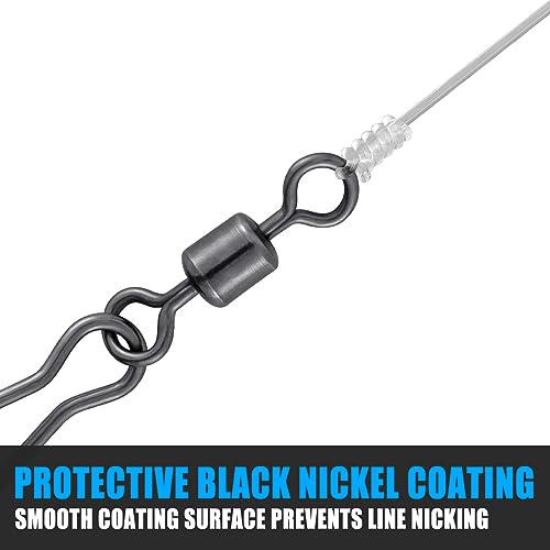 Dr.Fish 20 Pack Fishing Speed Clips with Barrel Swivel, Stainless Steel Lure Quick Clips Snap Swivels Freshwater - size: #2-95LB
