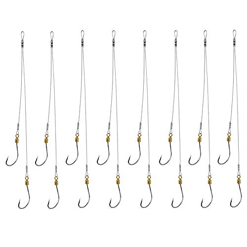 Dyxssm Fishing Hook and Leader, Fishing Rig Hooks with Wire Line Leader - size: 12#