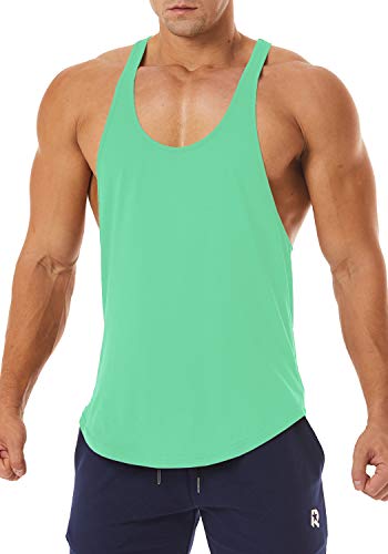 Men's Workout Quick Dry Soft Gym Bodybuilding Stringer Tank Tops - color: Mint Green, size: Medium