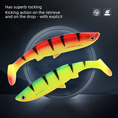 ZHENGYI 4pcs Paddle Tail 14.5g 120mm Fishing Soft Lures 3D Eyes T Tail Artificial Bait Plastic Pike Fishing Lures - color: A