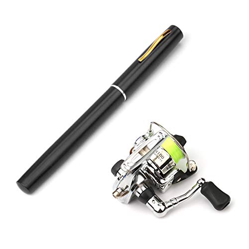Lixada Fishing Rod Reel Combo Mini Pen Fishing Pole Kit Telescopic Fishing Rod Spinning Reel Combo Kit - color: Black, size: 1.6 m