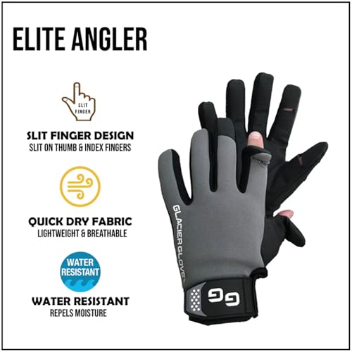 Glacier Glove Unisex Elite Angler Durable Outdoor Slit-Finger Gloves | Water-Resistant, Quick-Dry, Multi-Functional, Form-Fitted Handwear - size: XX-Large