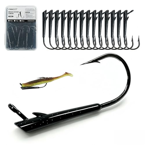 15-Pack Ozark Rig Weedless Jig Heads, 3/0 5/0 Texas Rig Hooks, Saltwater & Freshwater Fishing Hooks, 1/8oz, 1/4oz, 3/8oz Options - size: Assorted-15Pack