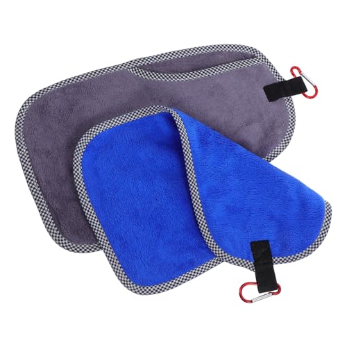 Cabilock 2pcs Fishing Towels with Clip, Quick-Drying Microfiber Rod Care Towels for Outdoor Camping, Gym, and Angler Use, Multipurpose Hand and Equipment Cleaning Cloths in Gray and Blue