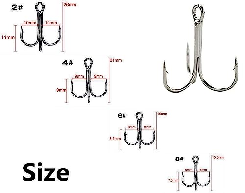 Fishing Treble Hooks Feather Dressed: 20pcs/Box Feathered Treble Hook Size 2 4 6 8 with Split Rings Replacement for Fishing Lure Spinner Spoon Crankbait Making - color: White, size: 8#