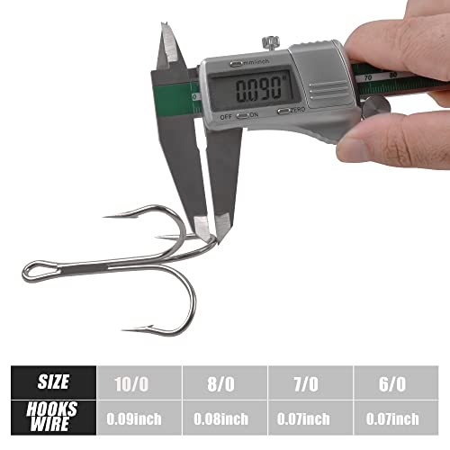 15/30pcs Classic Treble Fishing Hooks Large Size Silver Triple Barbed Fish Hook Strong Sharp Saltwater Fishing Hooks Size 4/0 6/0 7/0 8/0 9/0 10/0 - size: 4/0 - 15pcs
