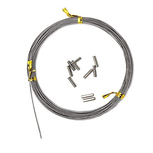 5LB-280LB 7 Strands Stainless Steel Wire Leader Nylon Coated-32.8ft Fishing Leader with 10pcs Crimp Sleeves - color: Silver, size: 20LB