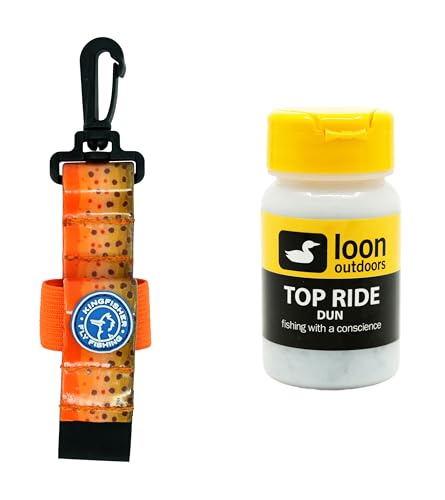 Loon Outdoors Top Ride Dun Powder Dry Fly Floatant with Kingfisher Dry Shake Holder - color: Fall Run Brown Trout