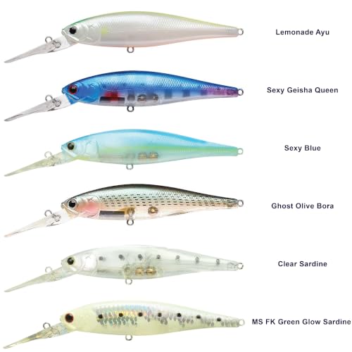 LUCKY CRAFT Pointer 100DD-S, Saltwater Surf Fishing Lures, Jerkbait, Halibut, Surf Perch, Calico Bass, White Seabass, Striped Bass, Sinking, Fishing Gear - color: 353 Lemonade Ayu