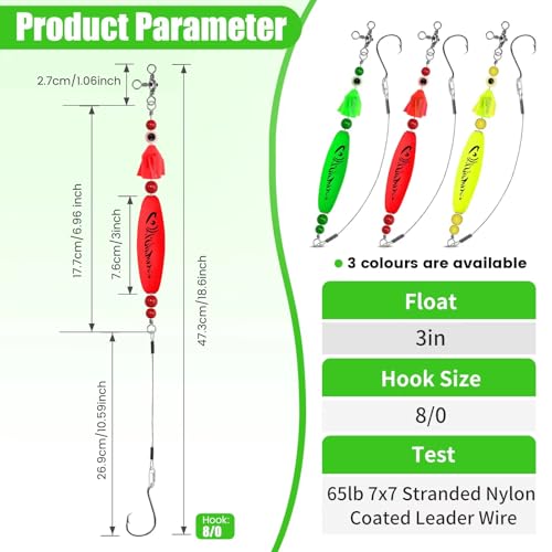 YOTO Santee Cooper Rig, Catfish Rig for Bank Fishing, Catfishing Tackle Rattler Floats, Chunky Rigs Catfish Equipment - style: Spiral Catfish Bells - 3pcs
