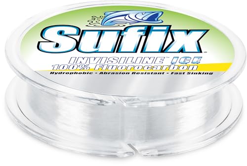Sufix InvisiLine Ice Fluorocarbon Fishing Line, Virtually Invisible, Low-Stretch Ice Fishing Line for Superior Sensitivity and Cold-Weather Durability, 3 LB, Clear